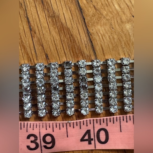 Y2K Silver Rhinestone Belt Sz XL - Picture 8 of 9